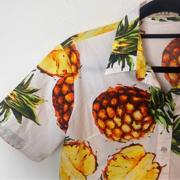 SSLR women's Hawaiian shirt Pineapple button down shirt large - Picture 4 of 12